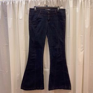 Charcoal w/red trim wide flair bottom hip hugger